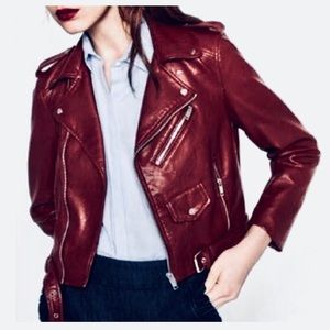 Zara Maroon Leather Jacket